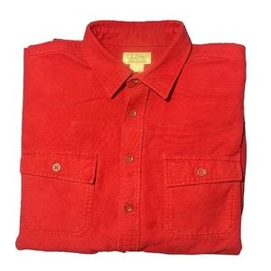 Vintage LL Bean Red Chamois Cotton Long-Sleeve Shirt/ Flannel Size XL